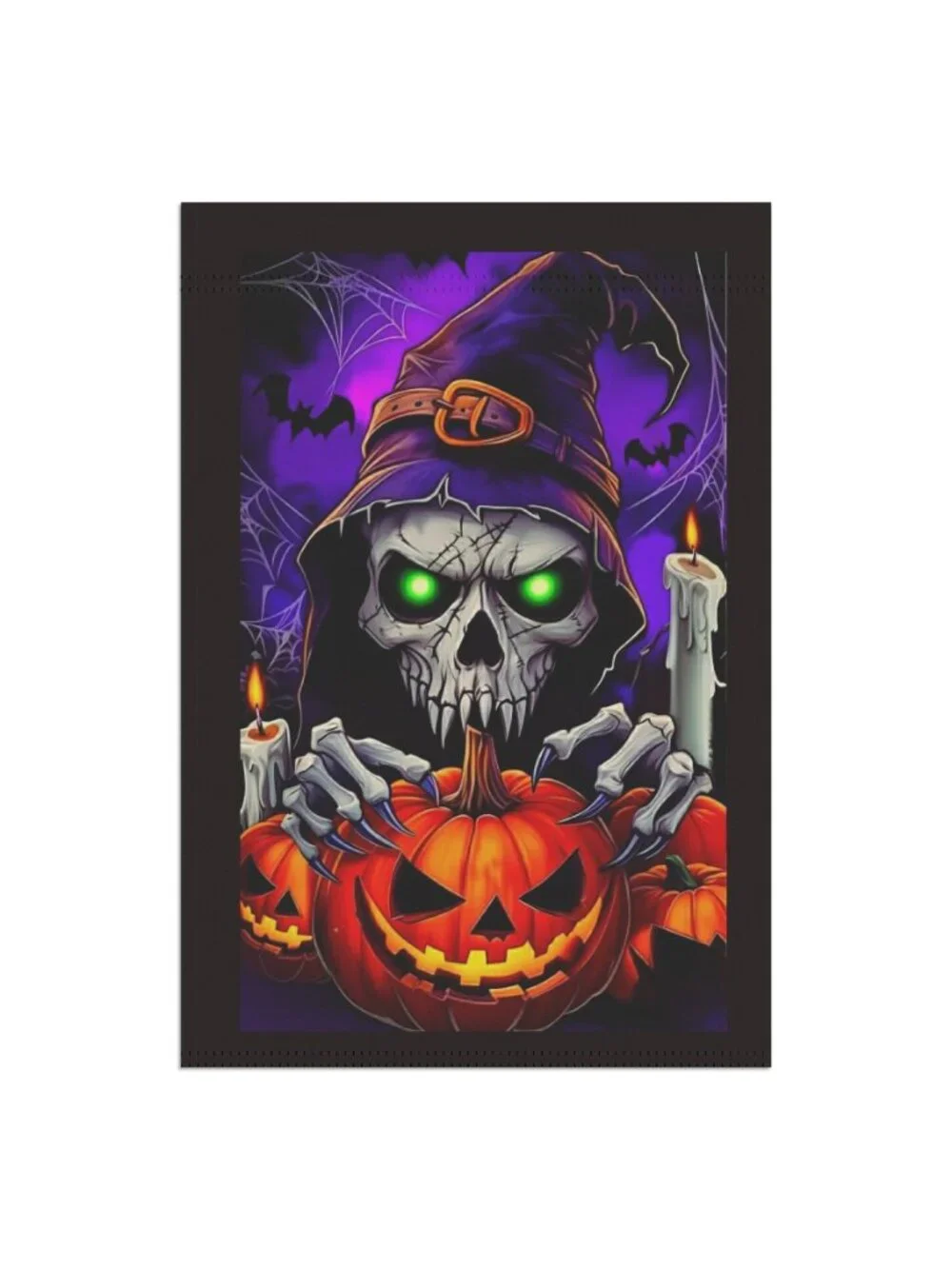 Skull Witch Pumpkin / Grim Reaper Pumpkin Halloween Garden Flag